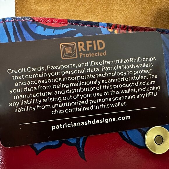 NWT Patricia Nash Kaisa Leather Clutch Wallet Wristlet – Grecian Rose Blue/Red - Picture 12 of 13